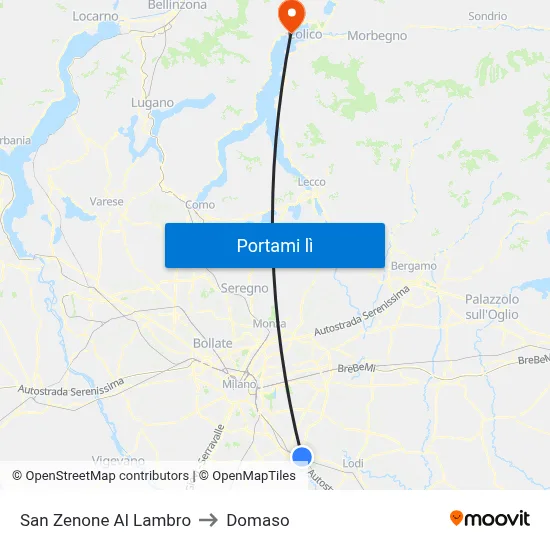 San Zenone Al Lambro to Domaso map