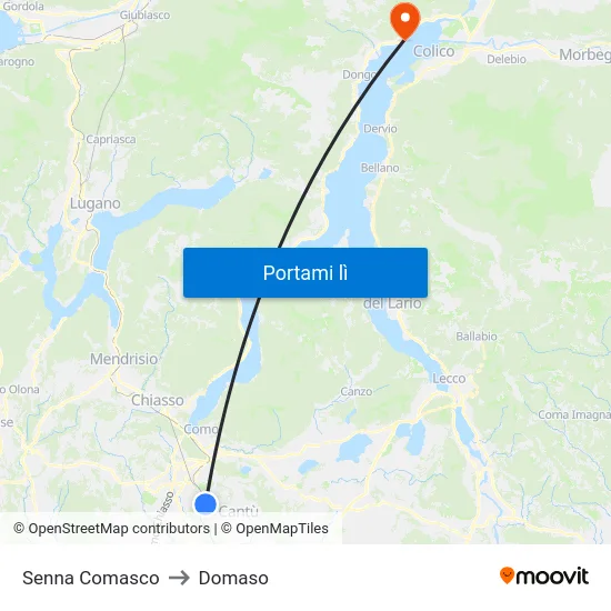Senna Comasco to Domaso map