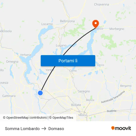 Somma Lombardo to Domaso map