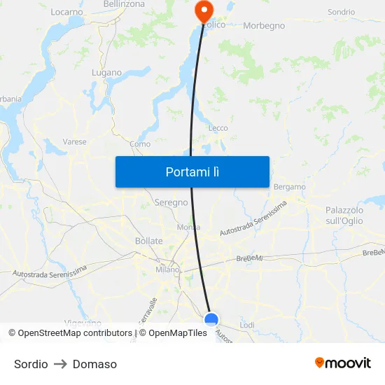 Sordio to Domaso map