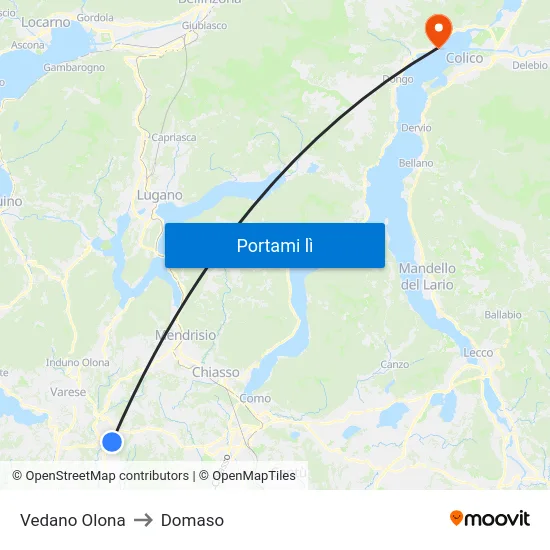 Vedano Olona to Domaso map