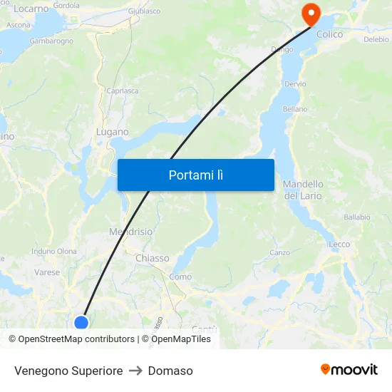 Venegono Superiore to Domaso map