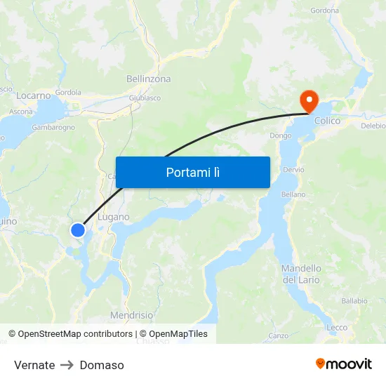 Vernate to Domaso map