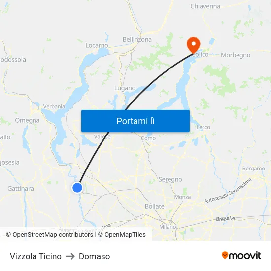Vizzola Ticino to Domaso map
