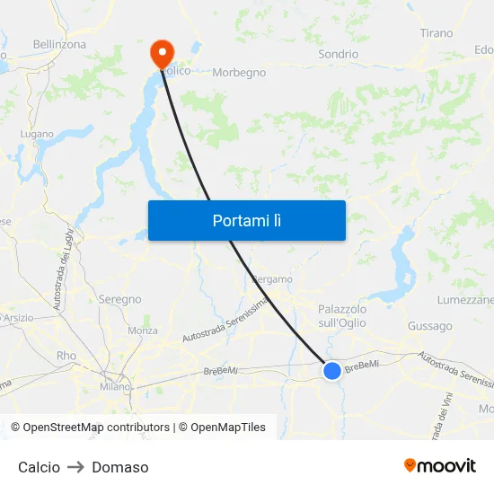 Calcio to Domaso map