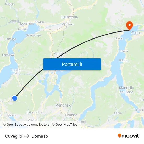 Cuveglio to Domaso map