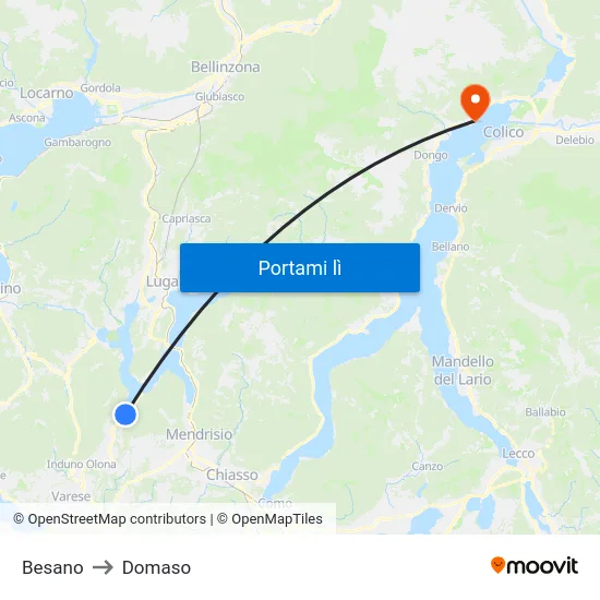 Besano to Domaso map