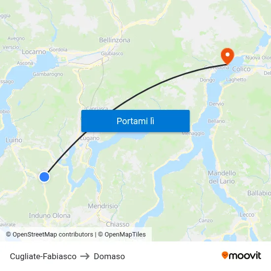 Cugliate-Fabiasco to Domaso map