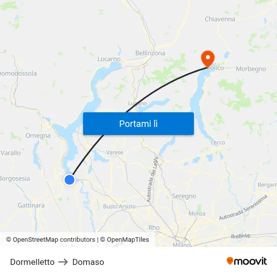Dormelletto to Domaso map