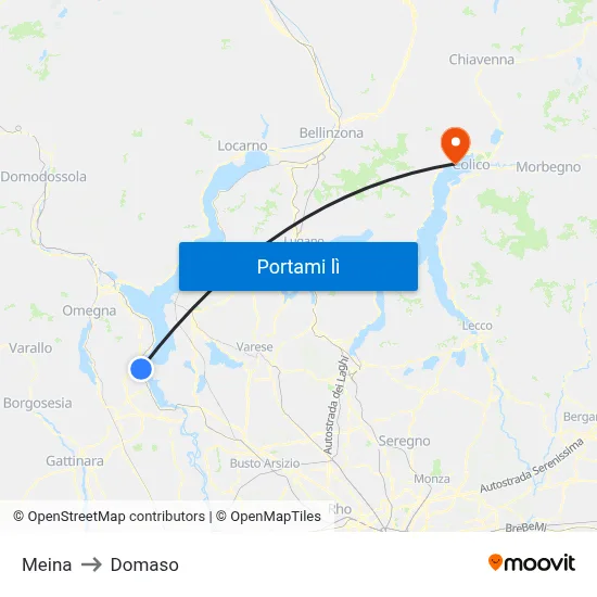 Meina to Domaso map