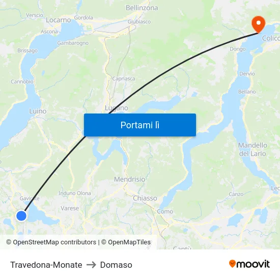 Travedona-Monate to Domaso map
