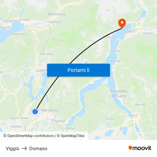 Viggiù to Domaso map