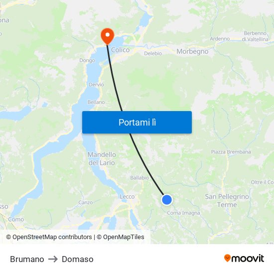 Brumano to Domaso map