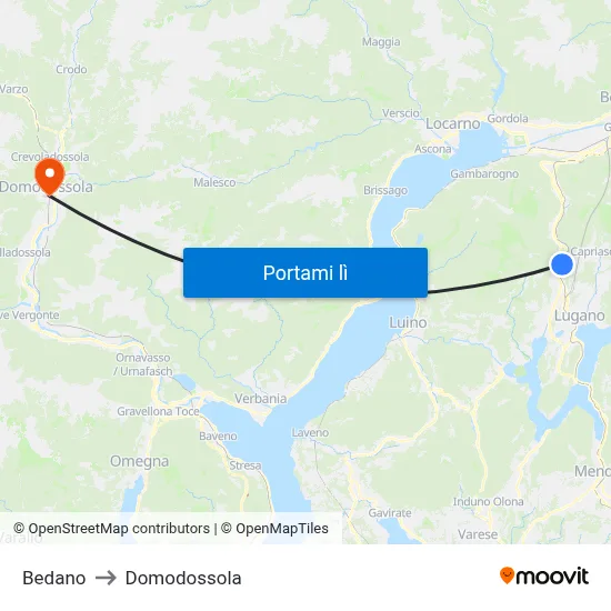 Bedano to Domodossola map