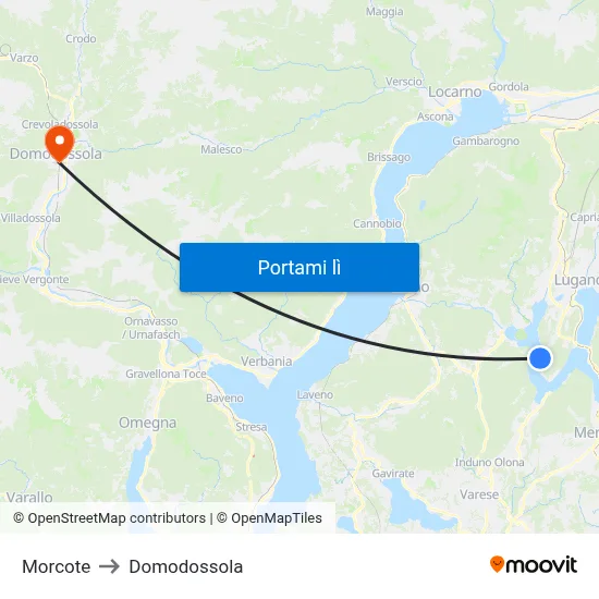 Morcote to Domodossola map