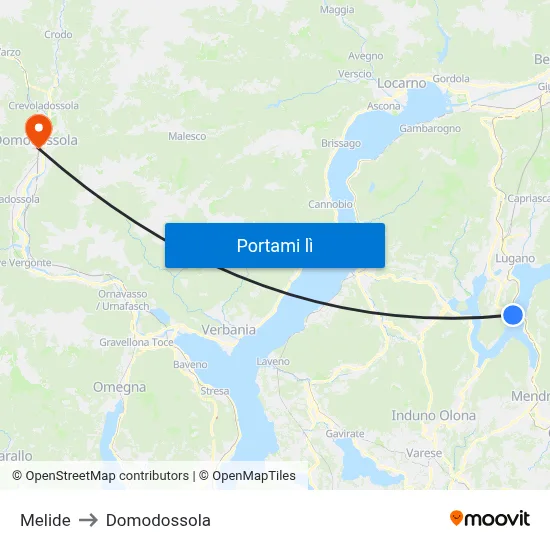 Melide to Domodossola map