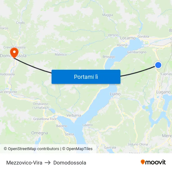Mezzovico-Vira to Domodossola map