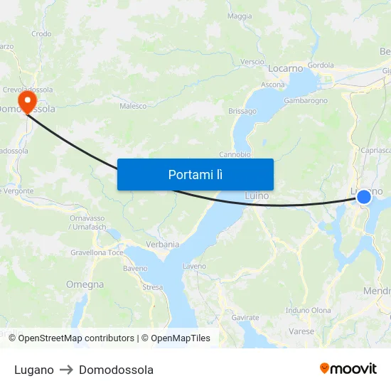 Lugano to Domodossola map