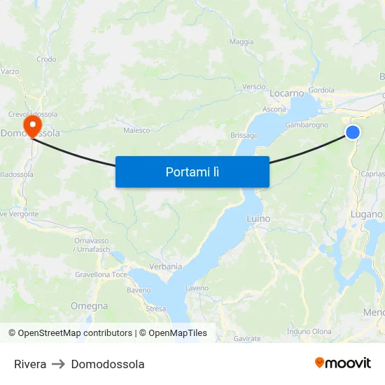 Rivera to Domodossola map
