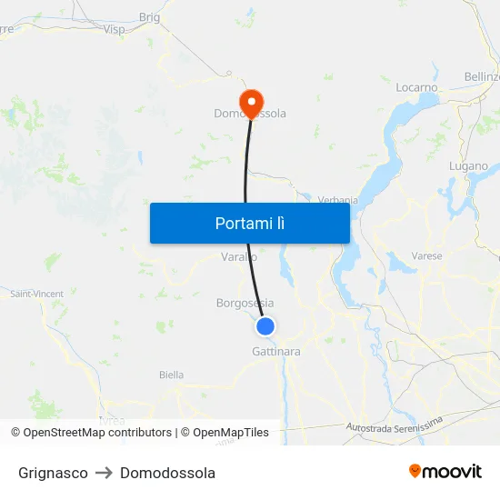 Grignasco to Domodossola map