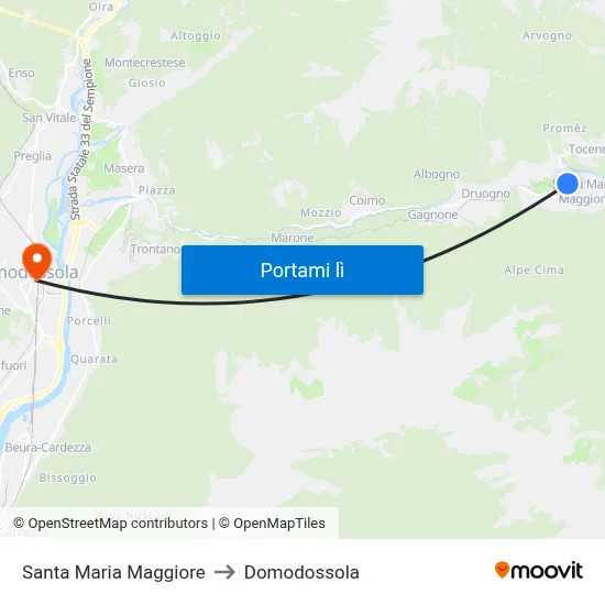 Santa Maria Maggiore to Domodossola map