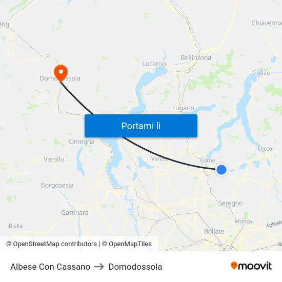 Albese Con Cassano to Domodossola map