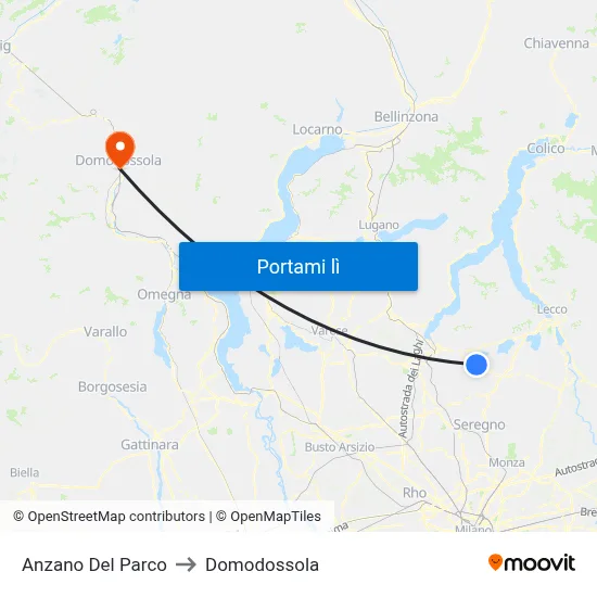 Anzano Del Parco to Domodossola map