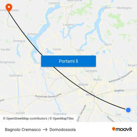 Bagnolo Cremasco to Domodossola map