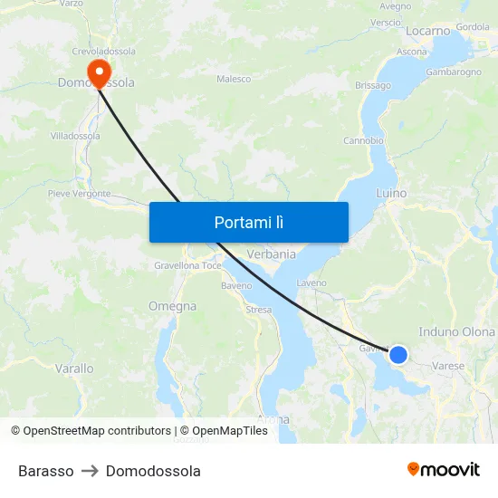 Barasso to Domodossola map