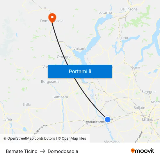 Bernate Ticino to Domodossola map