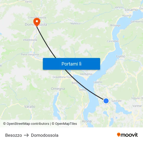 Besozzo to Domodossola map