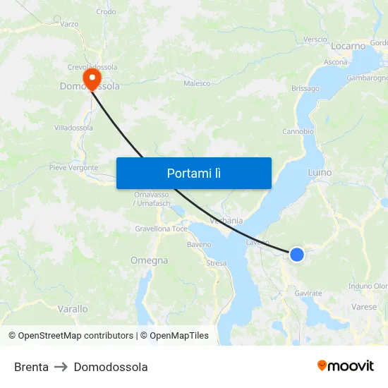 Brenta to Domodossola map