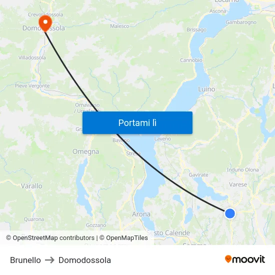 Brunello to Domodossola map
