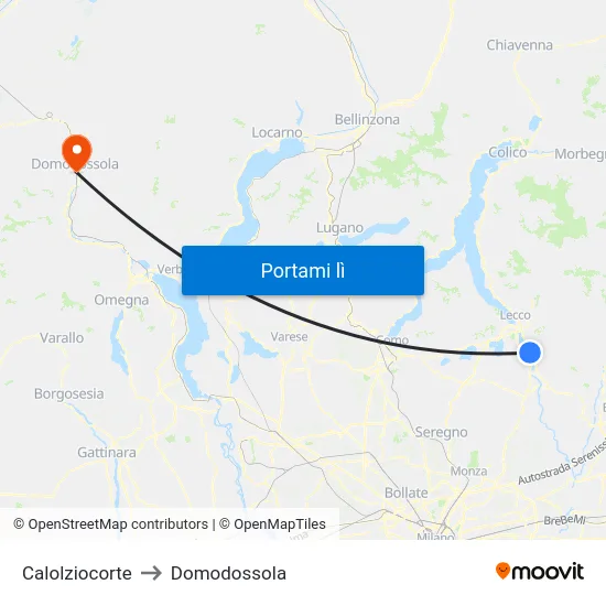 Calolziocorte to Domodossola map