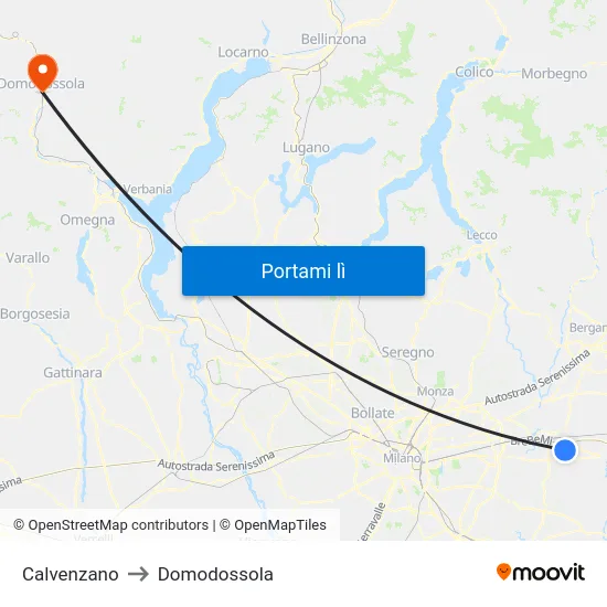 Calvenzano to Domodossola map