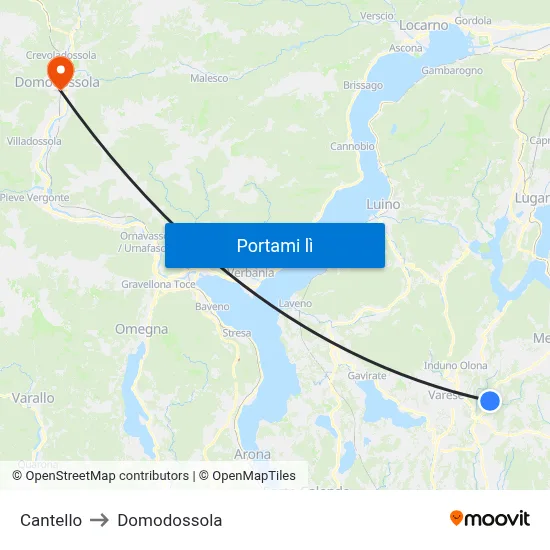 Cantello to Domodossola map