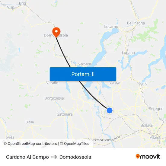 Cardano Al Campo to Domodossola map