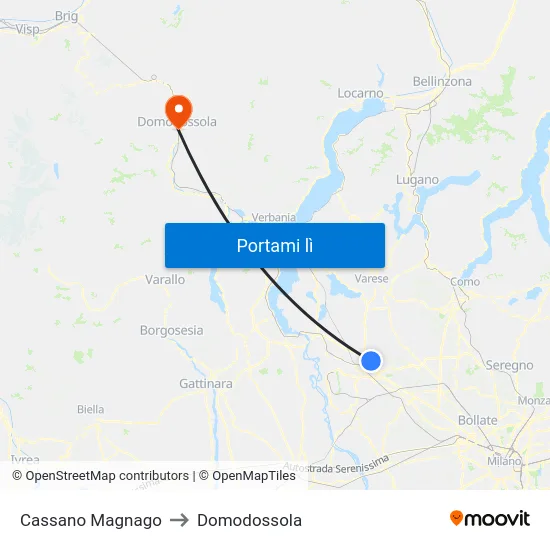 Cassano Magnago to Domodossola map