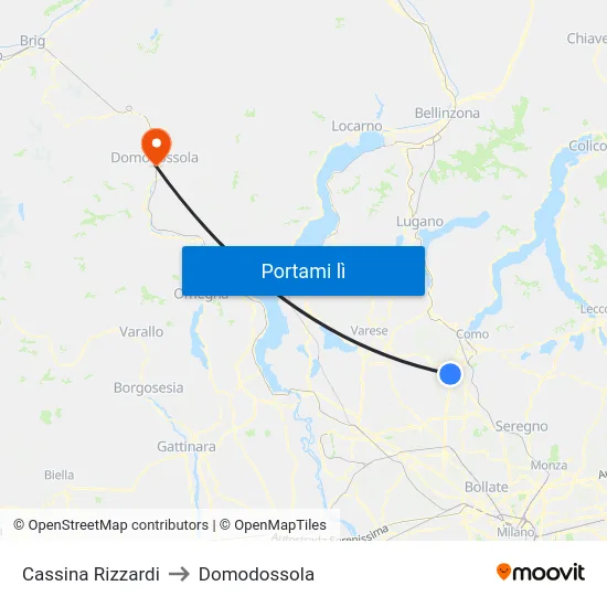 Cassina Rizzardi to Domodossola map