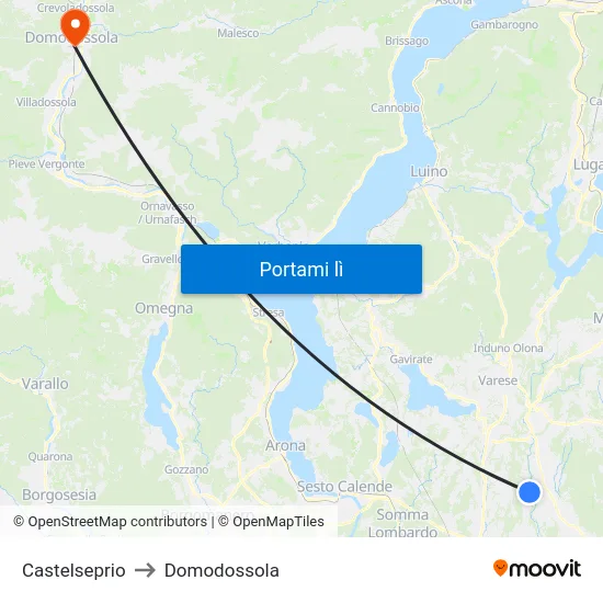 Castelseprio to Domodossola map