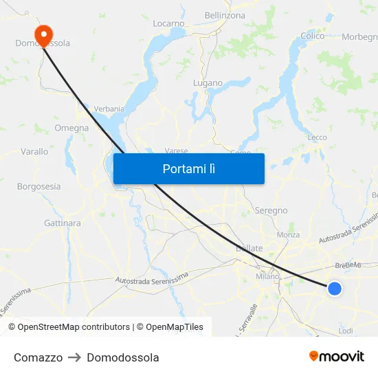 Comazzo to Domodossola map