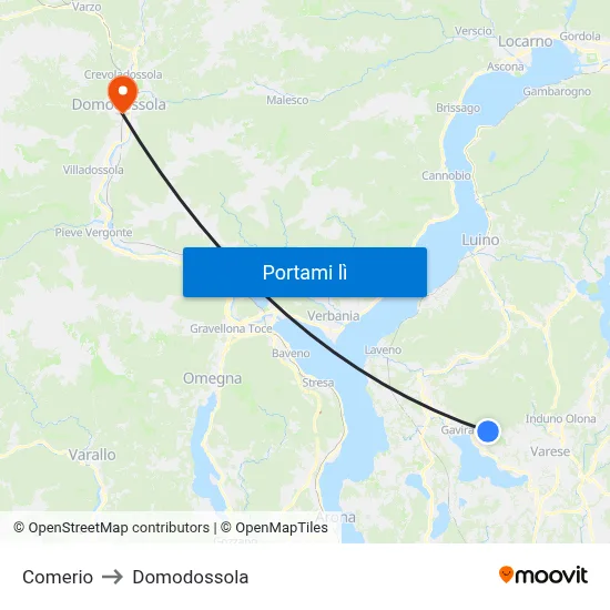 Comerio to Domodossola map