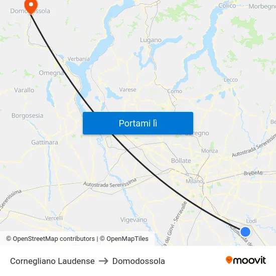Cornegliano Laudense to Domodossola map