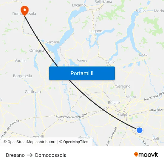 Dresano to Domodossola map