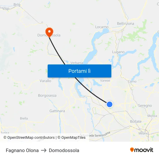 Fagnano Olona to Domodossola map
