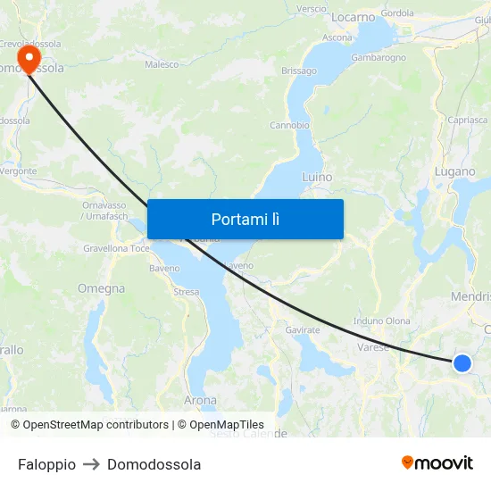 Faloppio to Domodossola map