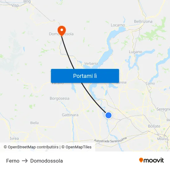 Ferno to Domodossola map