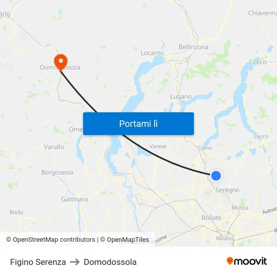 Figino Serenza to Domodossola map