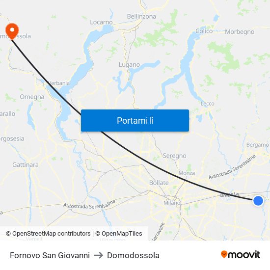 Fornovo San Giovanni to Domodossola map