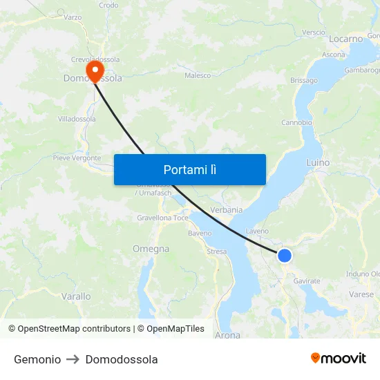 Gemonio to Domodossola map